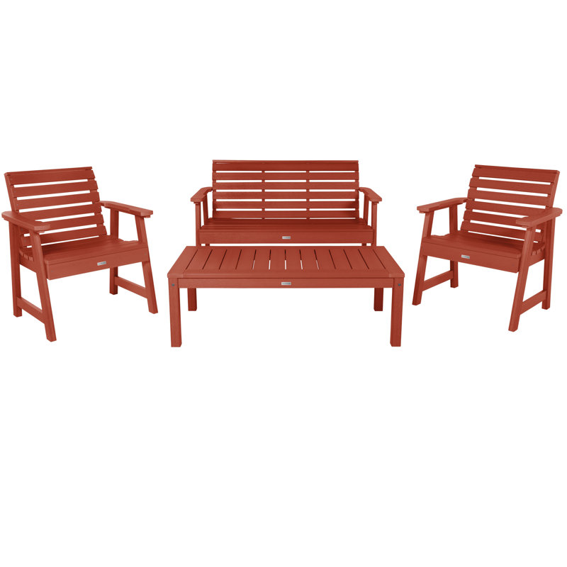 Anette 4 - Person Patio Conversation Set, Rustic Red