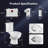 500w Macerating Toilet With 4 Water Inlet, Durable Pump, Two-piece Upflush Round Toilet For Basement-space Saving