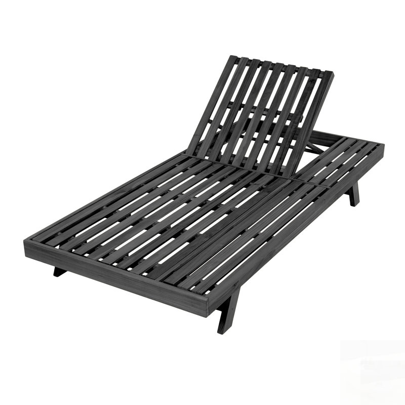 2/3 Foldable Acacia Wood Lounge Chair With Adjustable Backrest & Flat Storage Surface, Uncushioned, For Backyard Pool Garden Patio