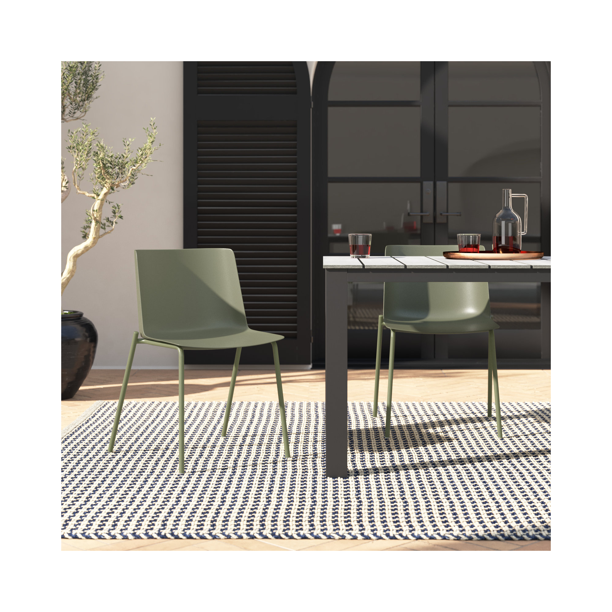 Bryn Premium All-Weather Wicker Outdoor Dining Side Chair, Green