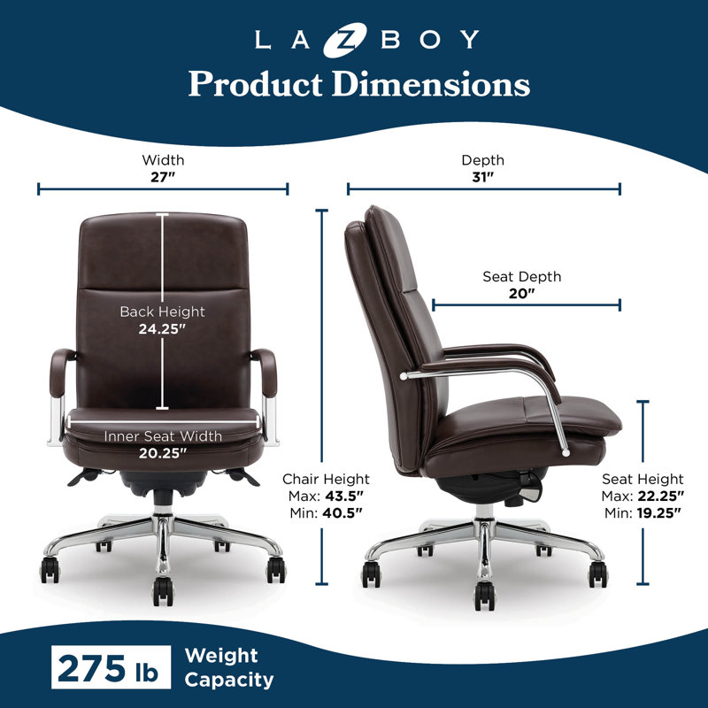 Opus Leather Swivel Executive Office Chair, Black, Chrome
