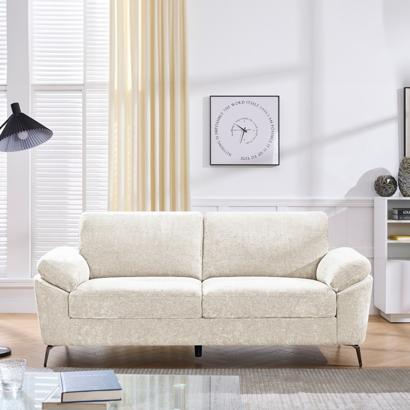 Debborah 3 Seater Chenille Sofa, Cream