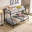 Lit superposé simple au dessus d'un lit double, aucun sommier nécessaire, grand rangement sous le lit, assemblage facile