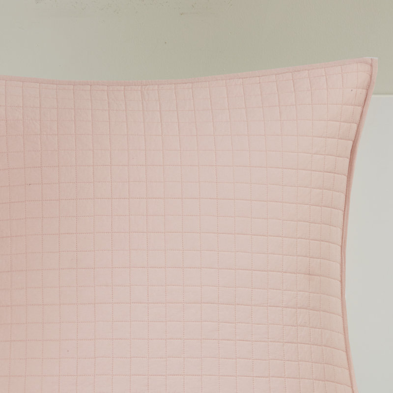 Pink Cotton Jacquard Twin/Twin XL Duvet Cover Set with Shams and Pillows