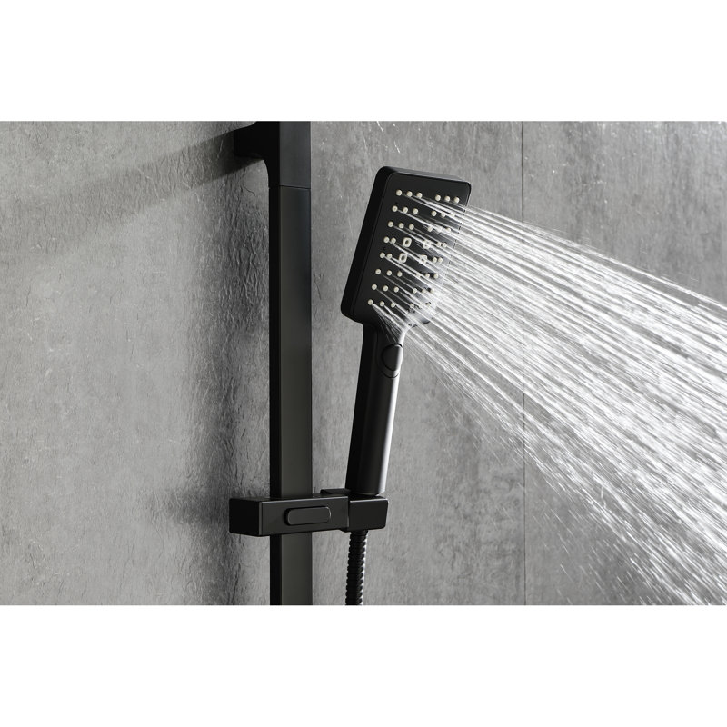Douche à main avec barre coulissante réglable de 28 pouces, boyau de 59 pouces, acier inoxydable noir mat, modes de jet fonctionnels pour douches personnalisées, douche en acier convenant pour le bain d'animaux de compagnie, réglages multiples