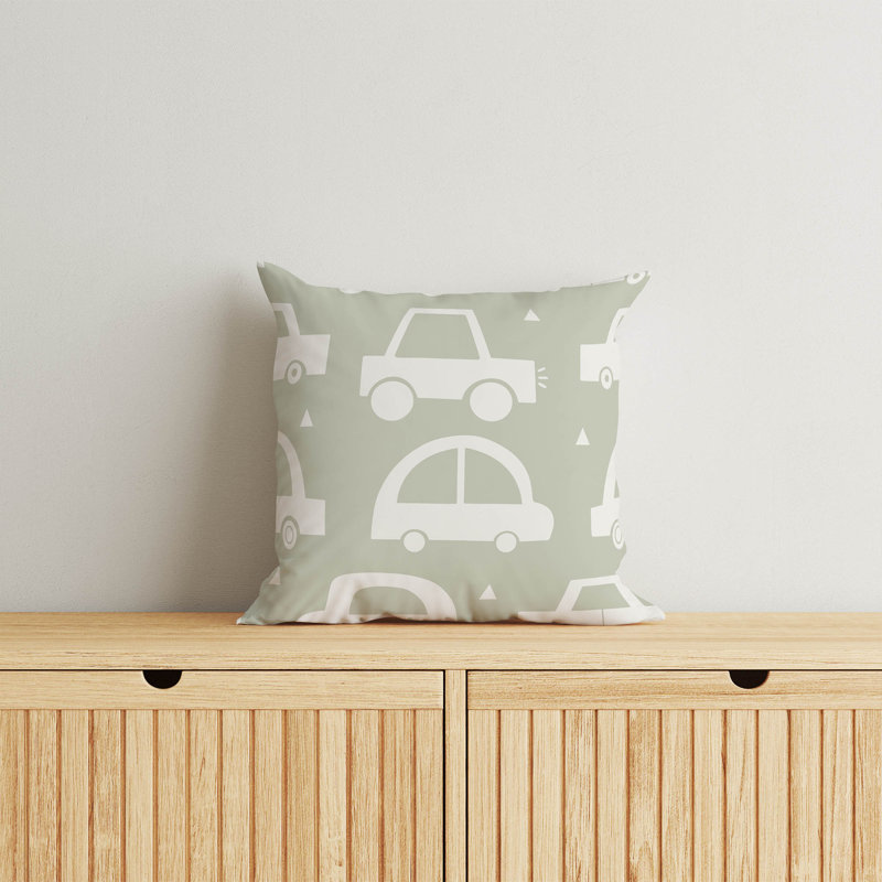 Coussin Driveway, H 16 po x l 16 po, Vert pâle / ivoire