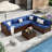 7 Piece Rattan Sectional Seating Group with Cushions-809152057-809038307