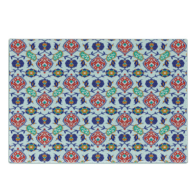 Ambesonne Traditional Tempered Glass Cutting Board Moroccan Tiles Multicolor