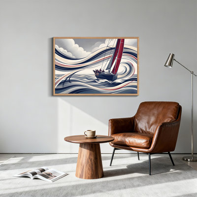 Art rétro sur toile, voilier tourbillonnant