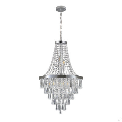 Lustre en cristal chromé de 20 po à hauteur réglable, plafonnier moderne pour le salon, la salle à manger, l'escalier, la base de l'ampoule E12 à 11 lumières (sans ampoules)