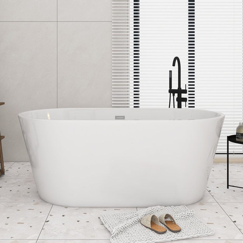 67'' X 31'' Acrylic Freestanding Soaking Bathtub, Glossy White