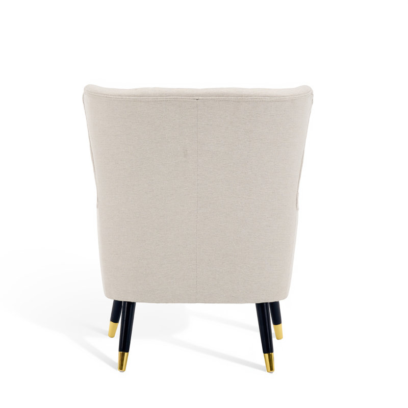 Ivanka 77Cm Wide Armchair and Ottoman, Linen, Almond Beige Linen