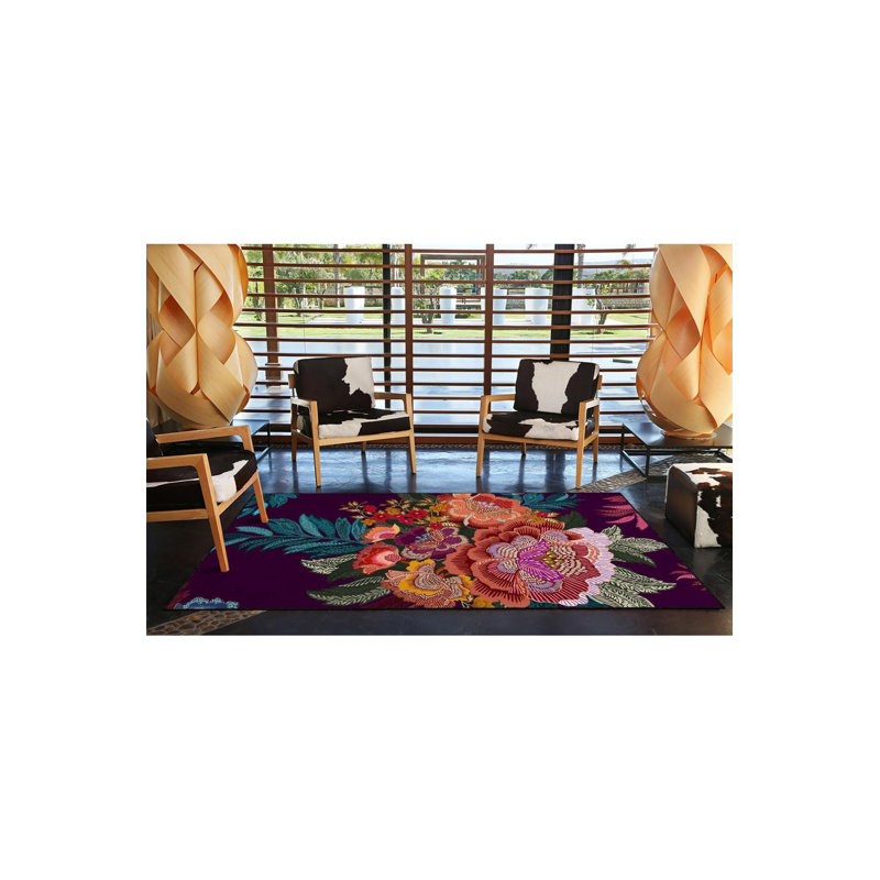 Tapis décoratif à motif floral lavable, Sous-tapis rectangulaire de 3 pi 3 po x 4 pi 11 po