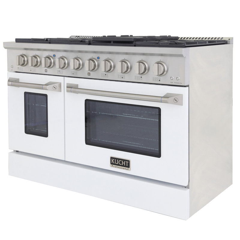 Kucht 48'' W Dual Fuel Range, White, Liquid Propane