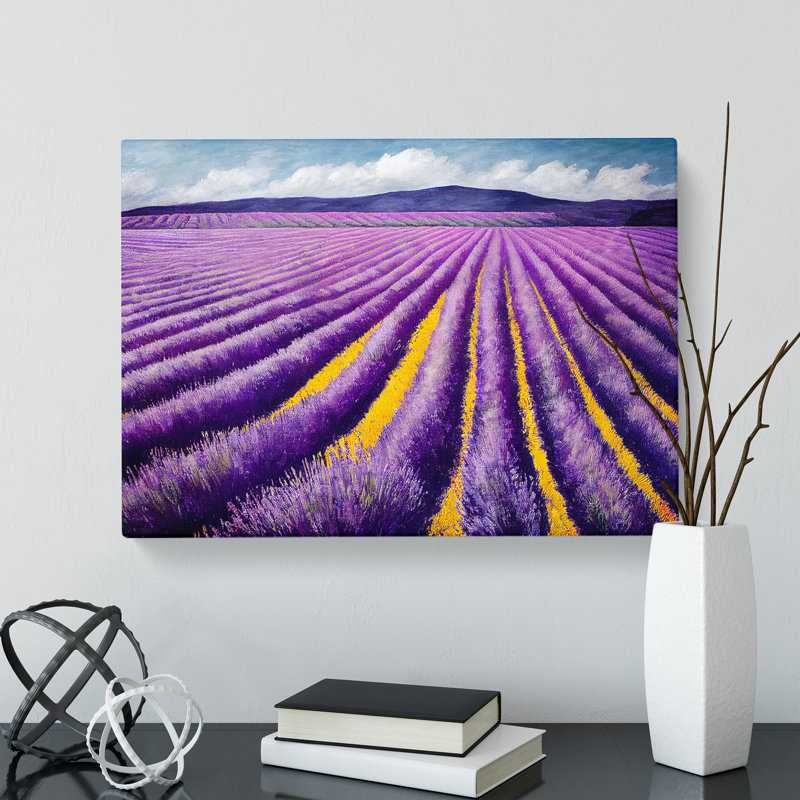 Phenomenal Lavender Flower Field - Wrapped Canvas, 35cm H x 50cm W x 3cm D