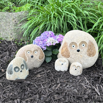 Famille de chiens Boulder 5 pièces 4 po x 2 6 po 8 po 12 po Stone Age Creations