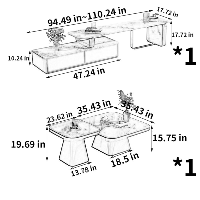 Ensemble de tables basses style italien