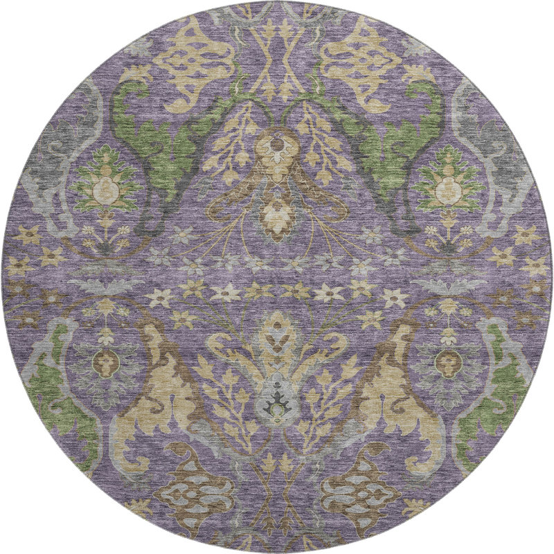 Premium Machine Washable Gurubaksh AMF1153 Global Rug, Round 8'