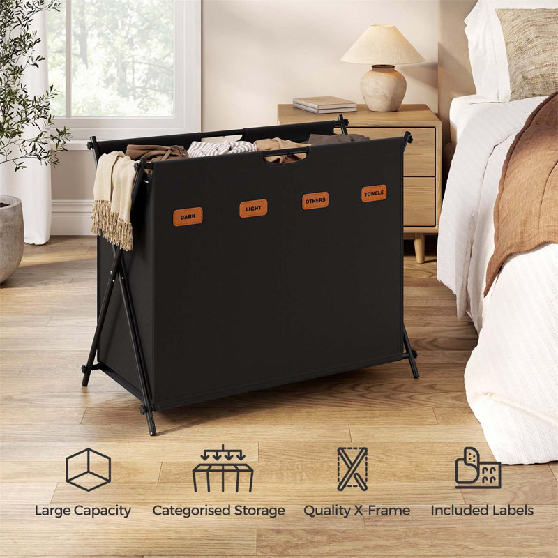 Bhargava Laundry Hamper with Handles, Black