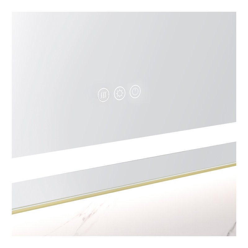 LED Bathroom Mirror with Front and Backlight, Wall Mounted Vanity Mirror with Aluminum Frame, Anti-Fog, Memory, 3 Colors, Stepless Dimmable