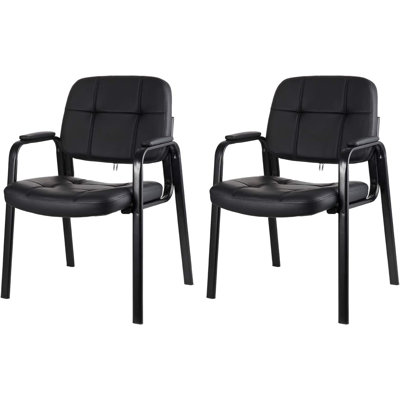 Faux Leather Seat Waiting Room Chair with Metal Frame