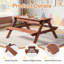 Table de pique-nique et banc pour enfants avec parasol et boîtes de jeu-625423294