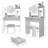 17" Round LED Mirror Vanity Table + Soft Cushion Stool Suit, Large Mirror, Touch Switch, 3 Colors, Adjustable Brightness, Large Desktop, Multi-Layer High Capacity Storage, Suitable For Small Space-127153223