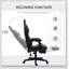 Fauteuil de jeu en cuir polyuréthane de bureau de course à dossier haut avec repose-pieds pivotant et support lombaire, hauteur réglable, noir