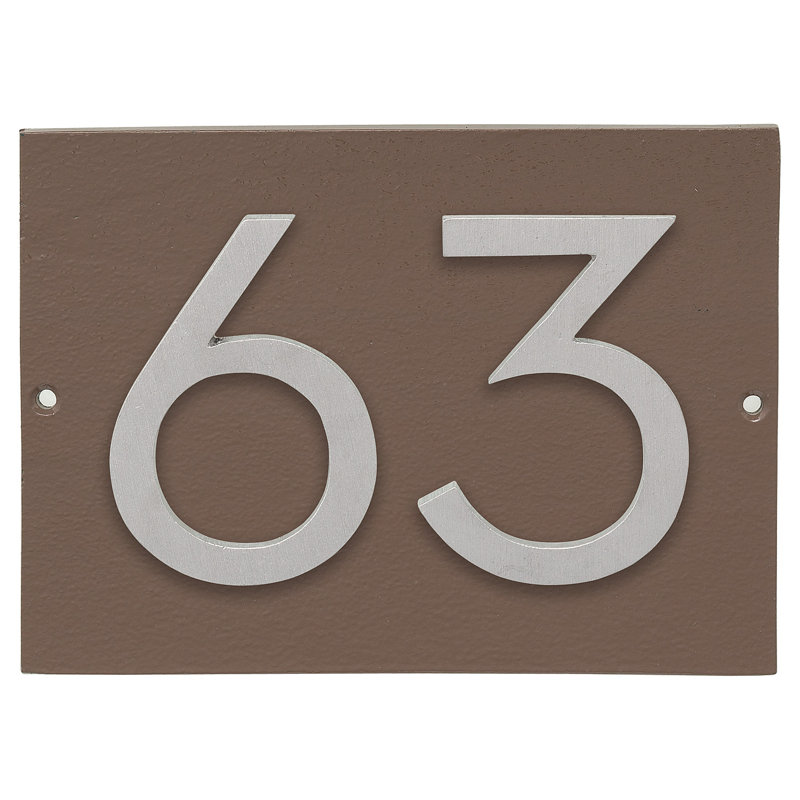 Plaque d’adresse murale sur 1 ligne flottante, Sable, Aluminium brossé, Oui