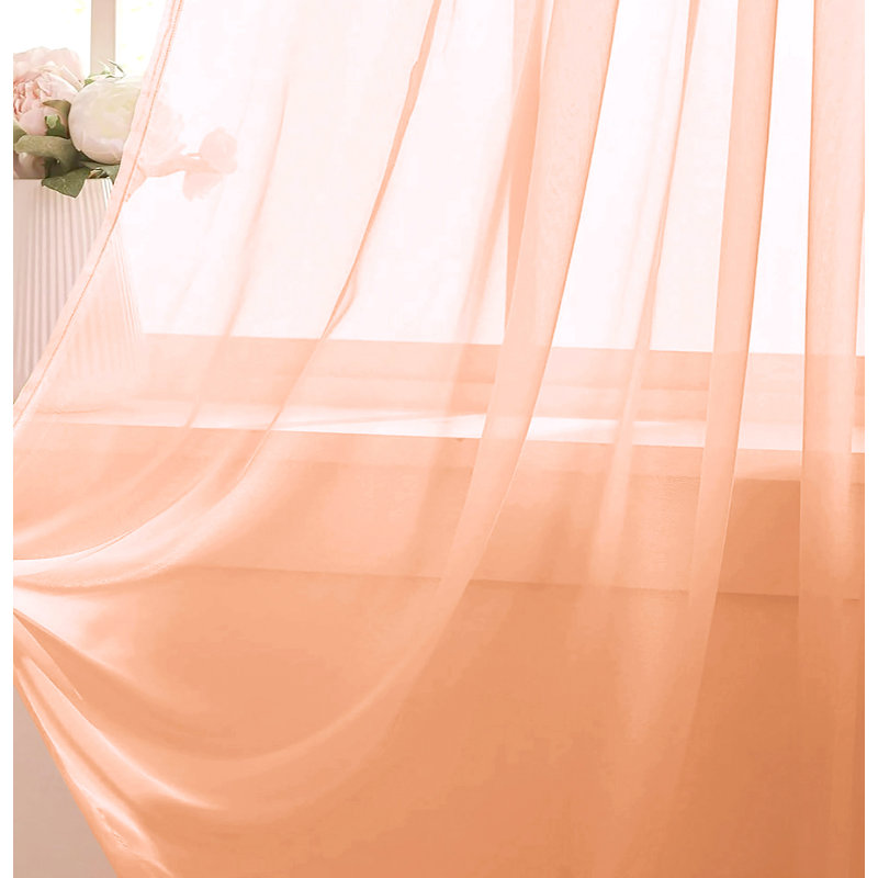 Ensemble de rideaux transparents avec passe-tringle 90 po (2 panneaux), Pêche