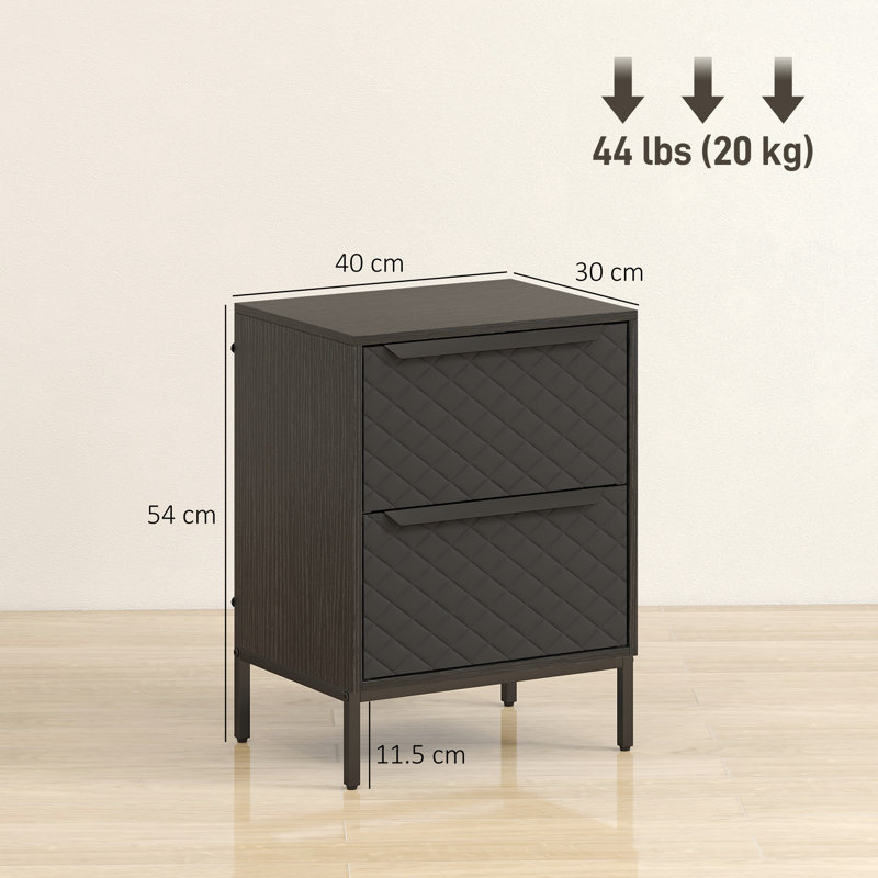 40cm W Bedside Table, Black