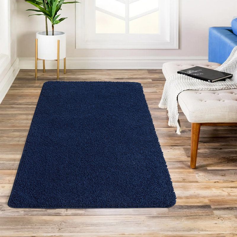 Modern Shaggy Rug Soft Fluffy Navy Carpet Non Slip Large Small Area Rug For Living Room Bedroom Hallway Floor Mat