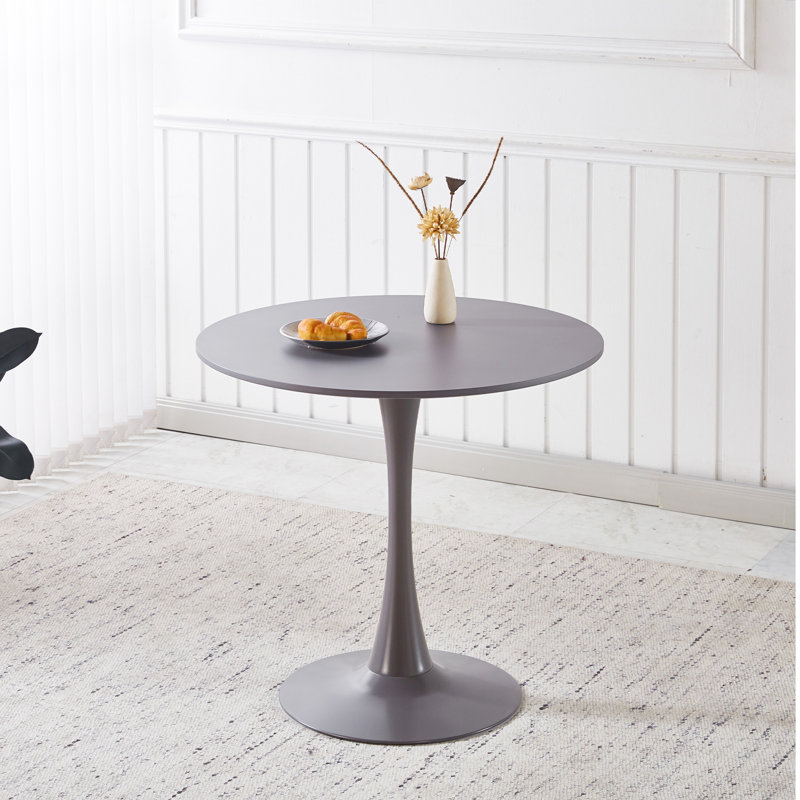 Table de salle à manger 31,5 "de couleur grise à plateau Tulip Mid-Century pour 2 à 4 personnes avec plateau en MDF rond, table de salle à manger à piédestal, table basse de loisirs