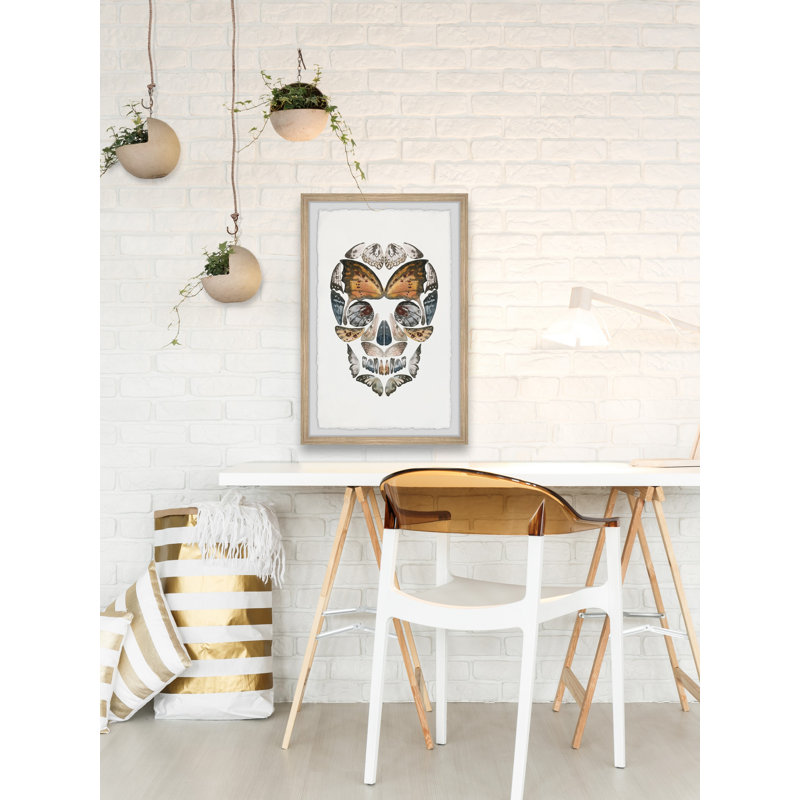 Butterfly Skull - Single Picture Frame Print, 30cm H x 20cm W x 3.81cm D