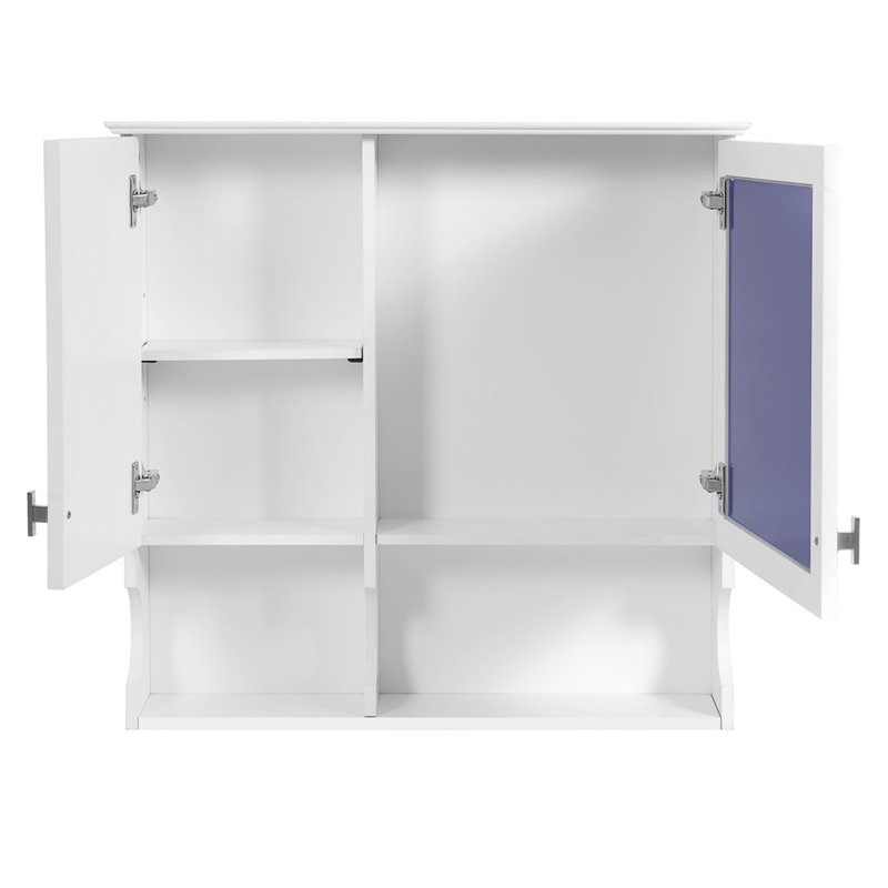 Armoire de rangement murale à miroir 30 po avec tablette réglable, Blanc
