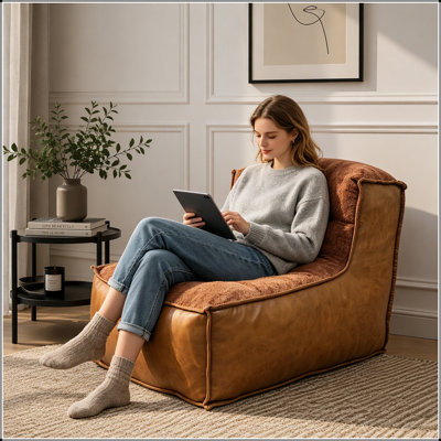 Elegant Single-Seater Armchair with Sculptural Backrest and Side Table