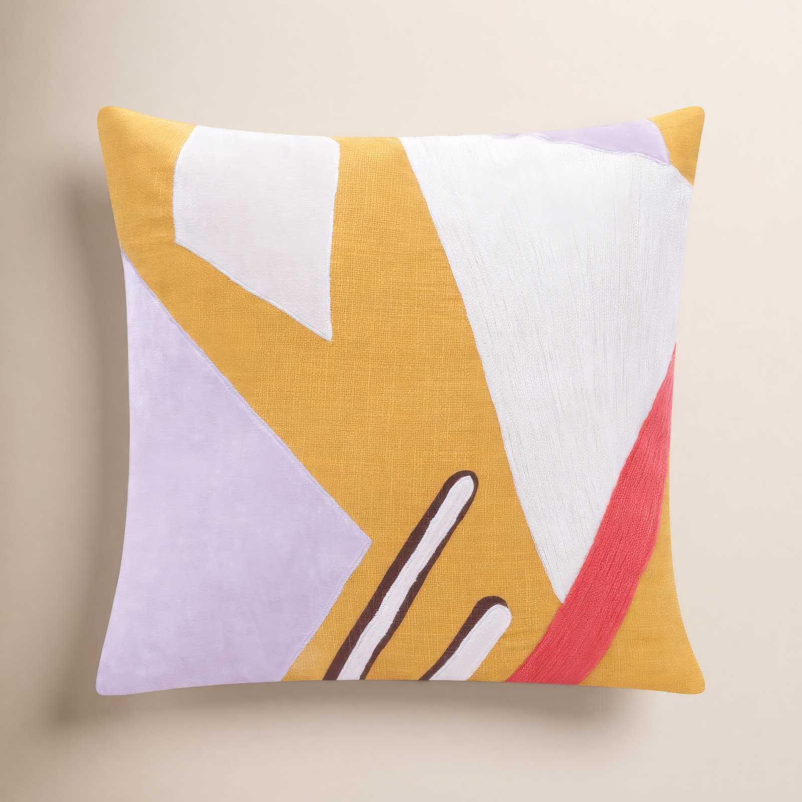 Astri Handmade Cotton Pillow Cover, Square 18", Yellow/Multicolor, Polyester