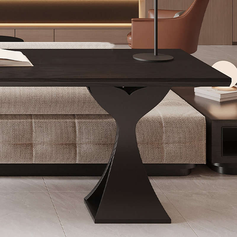 Bureau d'écriture rectangulaire en bois massif noir, H 29,53 po x l 62,99 po x P 23,62 po