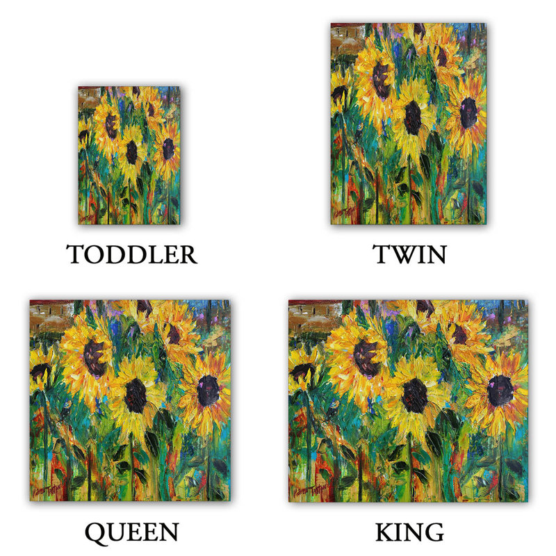 Ensemble de housse de couette en soleil tournesol, 1 housse de couette grand + 2 taies standards