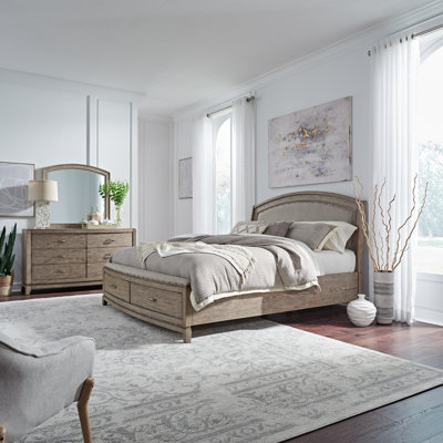 Lit de rangement, commode et miroir Drelan