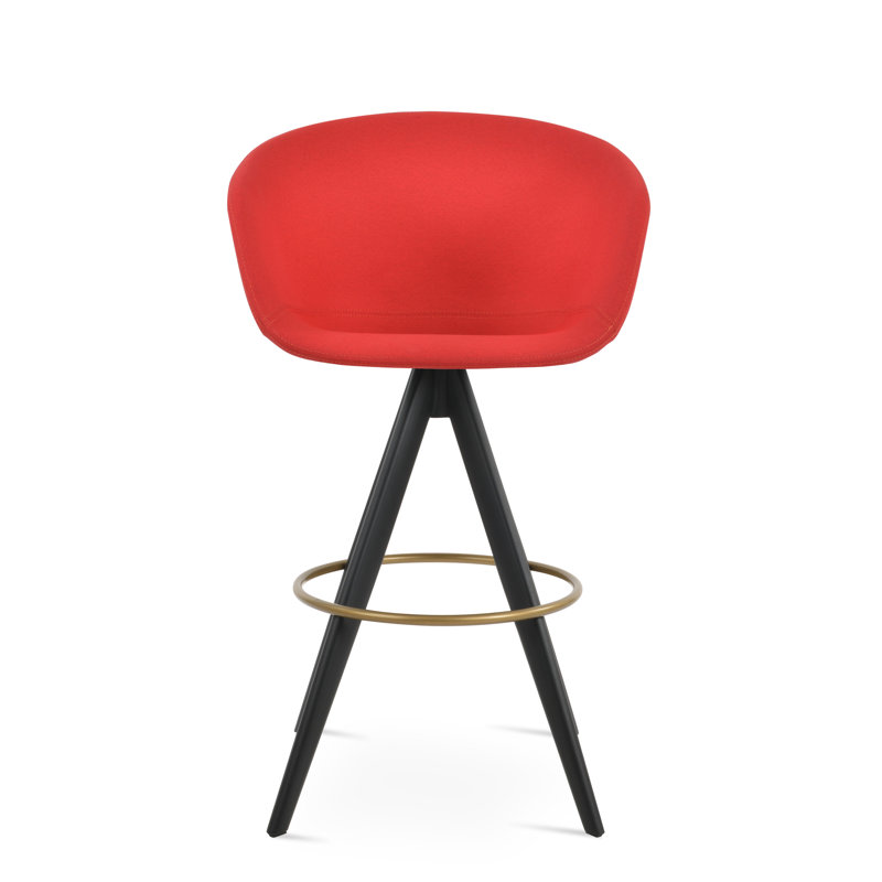 Tabouret de bar Tribeca Pyramid, Rouge d’époque, Noir, Tabouret de comptoir (siège d'une hauteur de 27 p