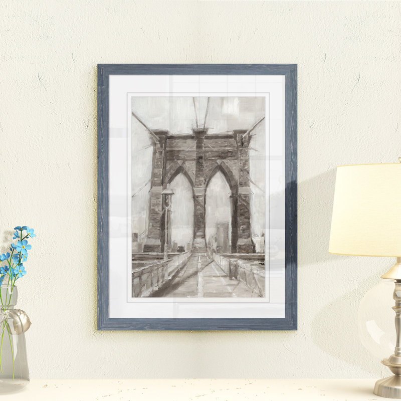 « bridge crossing i » par paul cezanne-cadre photo, reproduction d’art, H 28 po x l 38 po x 1,25 po, Cadre en papier gris