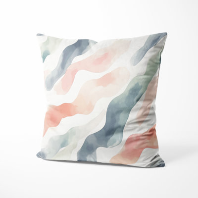 Coastal Decorative Cushion - Coral Wave Soft Stripes Printed Throw Pillow