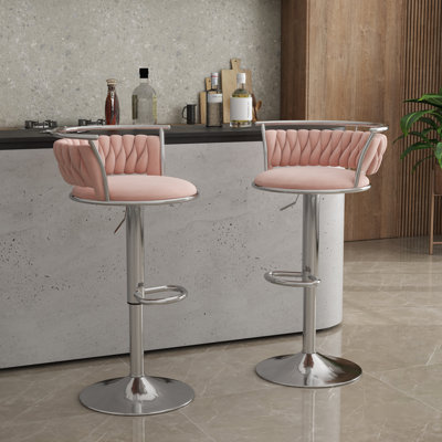Tabouret de bar pivotant moderne avec dossier Ginko, tabouret d'îlot de cuisine à hauteur réglable avec siège rembourré et repose-pieds