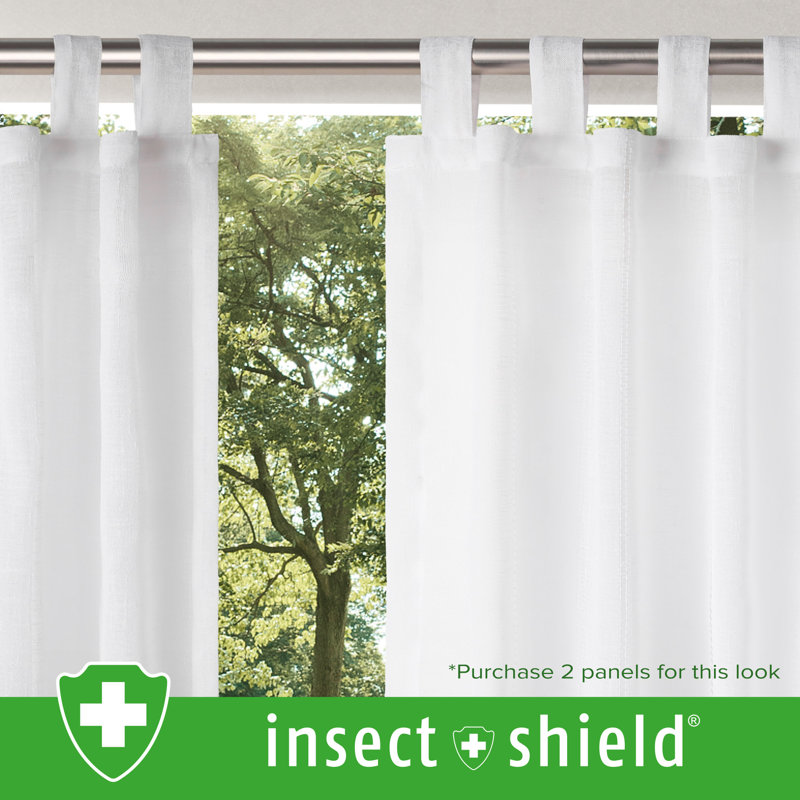 Outdoor Insect Shield Leno Stripe Sheer Tab Top Panel, 52" W x 96" L