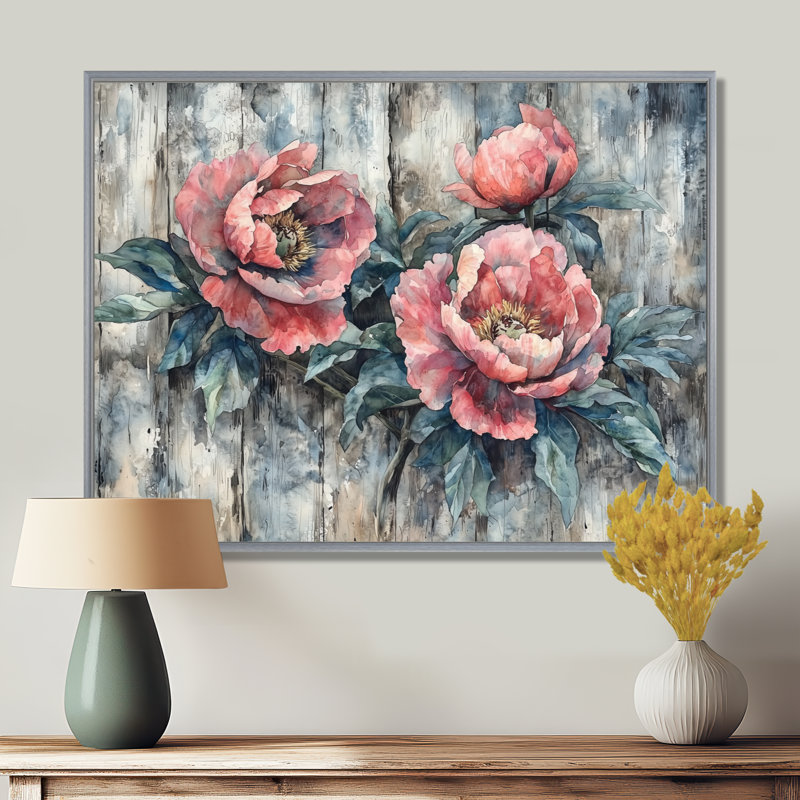 Wolter - Floral Oversized Canvas Prints, H 16 po x l 32 po, Impression encadrée flottante sans passe-partout, Argent argent