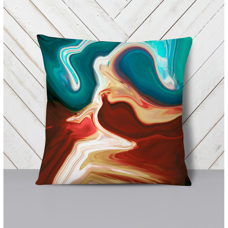 Throw Pillow With Insert, Blue/Red Abstract 5, 18"H x 18"W