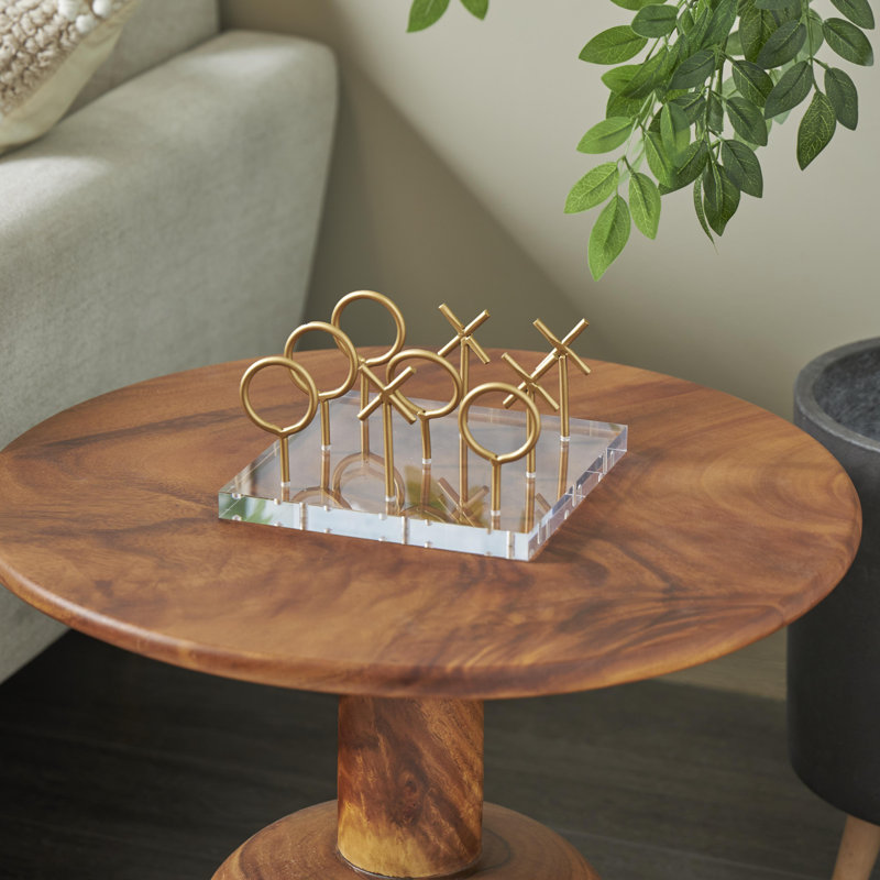 Gold and Clear Acrylic Tic Tac Toe Game Set
