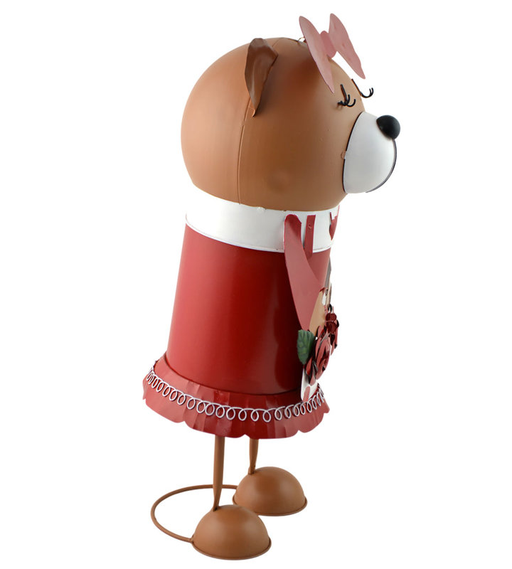 Statue d'extérieur 20 pouces pelouse avec fleurs, Brun