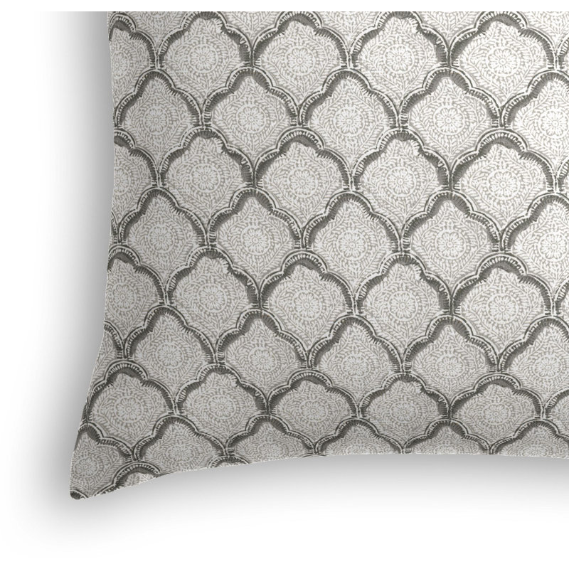 Sanganer Square Pillow Cover & Insert, 16" x 16", Gray